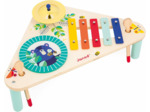 JANOD - Table Musicale en Bois Gioia - 3 Instruments de Musique Enfant - Jouet d'Imitation et d'Éveil Musical - Dès 12 Mois