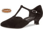053-014-001- Chaussures de danse pieds larges en nubuck noir, talons 4,2 cm - Diamant