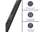 Multiprise avec interrupteur, protection contre les surcharges, 10 prises avec terre (type E), câble de 1,5 m, 3G1.5, adaptée pour une utilisation en intérieur, noir