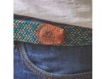 Ceinture tressée Billybelt bleu turquoise et jaune en cuir