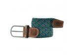 Ceinture tressée Billybelt bleu turquoise et jaune en cuir