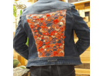 Veste en Jean UPCYCLÉE Taille M - JAPAN - Dentelle Calais/Caudry - Coton - MARIE-LOUISE CREATIONS - Sur le trottoir d'en face