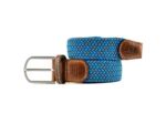 Ceinture tressée bicolore Billybelt bleue et orange en cuir