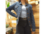 Veste en Jean UPCYCLÉE Taille M - JAPAN - Dentelle Calais/Caudry - Coton - MARIE-LOUISE CREATIONS - Sur le trottoir d'en face