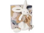 Doudou et Compagnie - Doudou Plat - Lapin Blanc et Beige - Happy Wild - Boite Cadeau - 25 Cm - Idée Cadeau Fille et Garçon - Garantie Doudou Perdu - DC3740 25 cm Doudou Beige