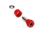 Douille banane isolée rouge Ø4mm / raccord trou Ø2mm / Filetage M6 avec écrou