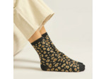 PACK DE 3 CHAUSSETTES FANTAISIE PAILLETTES ET LEOPARD NOIR DORE - ODAJE