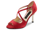 Flavia - Chaussures de salsa/tango en nubuck rouge et talons laqué - Nueva Epoca