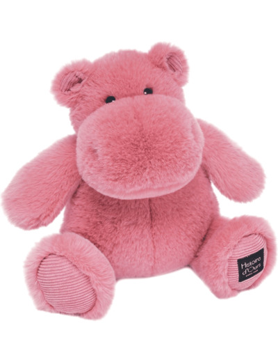 Histoire d'Ours - Peluche Hippopotame - Hip'Fun - Rose Foncé - 25 Cm - Peluche Douce et Mignonne pour les Calins - Idée Cadeau de Naissance et Anniversaire