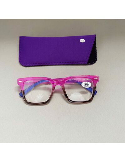 Lunettes de Lecture Couleur Rose Translucide Ecaille Puissance +2.00