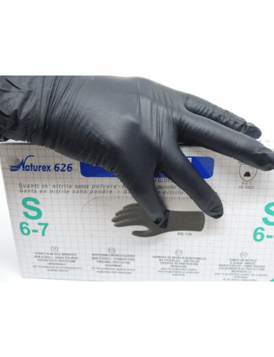 Gants Nitrile Noir Non Poudrés Naturex 626