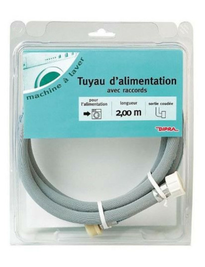 Tuyau d'alimentation pour machine à laver - 2m - sortie coudée