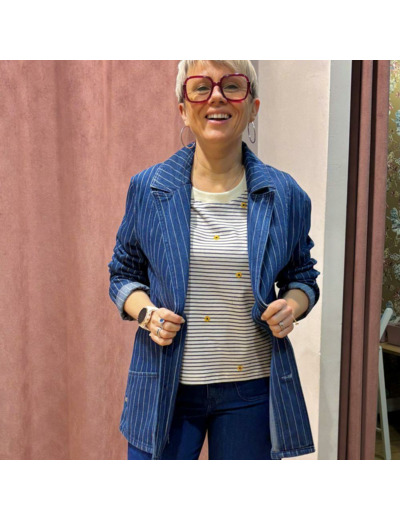 VESTE OVERSIZE INES STRIPE - F.A.M