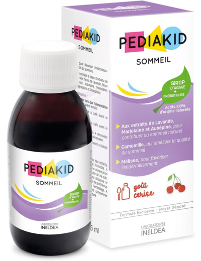 Pediakid Complément Alimentaire Naturel Sommeil Formule Exclusive au Sirop d'Agave Améliore Qualité du Sommeil - Favorise l'Endormissement - Arôme Cerise - Flacon de 125 ml