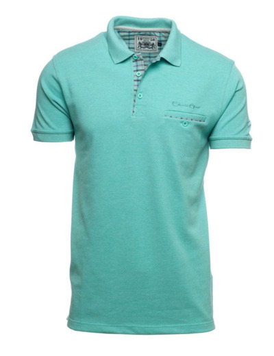 Polo poche poitrine Ethnic Blue vert chiné