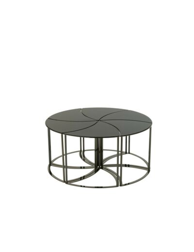 Set de 6 tables Argent/Metal/MDF/Verre