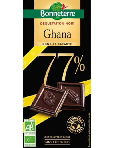 Bonneterre - Tablette Chocolat Noir 77% Du Ghana 80G