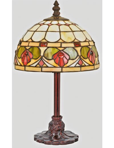 Lampe Tiffany Art Nouveau - Orchidées - H 36 cm - De Ryck