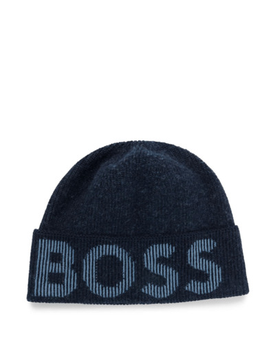 Bonnet à revers logo BOSS marine