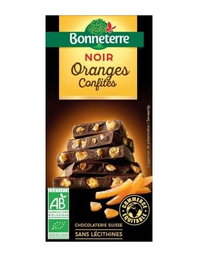 BONNETERRE Chocolat Noir aux Oranges Confites 100G Bio