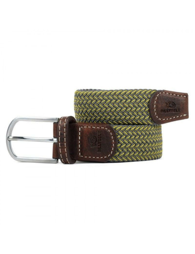 Ceinture tressée Billybelt grise et jaune en cuir