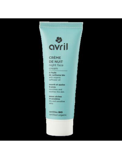 Crème visage de nuit peaux sèches et sensibles Avril - Pharmacie d'Haspres