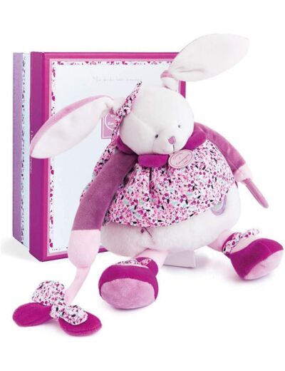 Doudou et Compagnie- Peluche Lapin Rose - Peluche d'Eveil Bébé