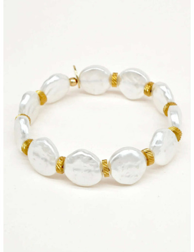 Bichou perles dorées et nacrées rondes et plates