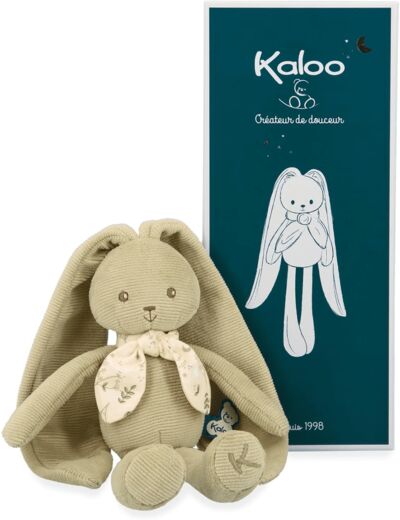 Kaloo  Pantin Lapin Vert - Petite Peluche Bébé en Velours Côtelé