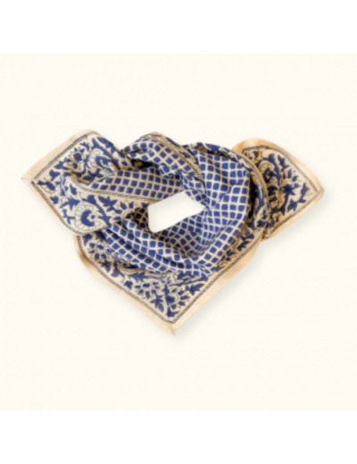 SMALL FOULARD MANIKA "MOSAIC" NAVY BLUE