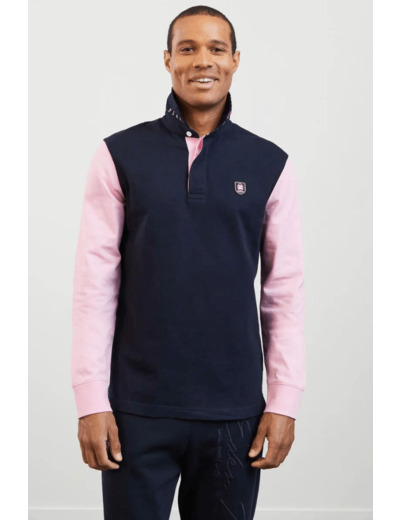 Polo manches longues bicolore Eden Park rose