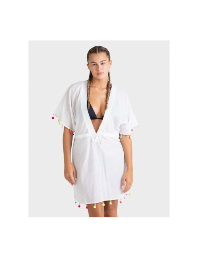 Robe de Plage Poncho Pompons - MASSANA - Aline Lingerie à Le Cateau