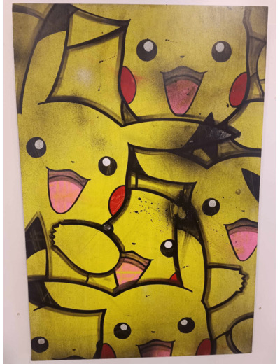 Peinture sur médium - Abondance PIKA - NCDM - Sur le trottoir d'en face