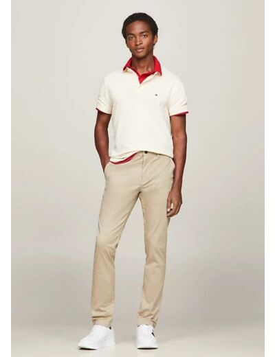 Pantalon chino Tommy Hilfiger beige en coton bio stretch