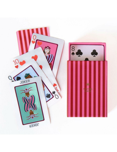 JEU DE CARTES - RAYE ROUGE ET ROSE