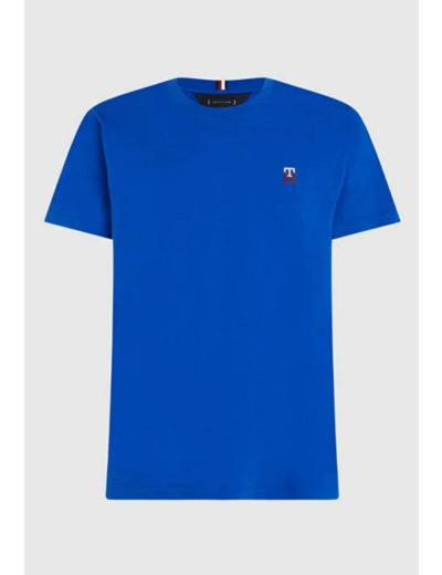 T-Shirt petit logo Tommy Hilfiger bleu en coton bio