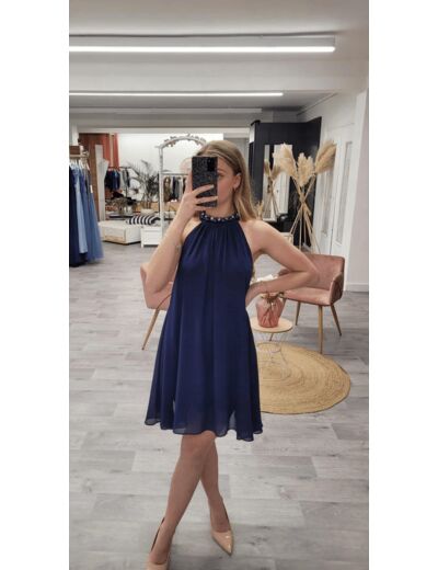 Robe courte de cérémonie bleue marine