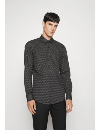 Chemise à motifs BOSS ajustée noire en coton stretch
