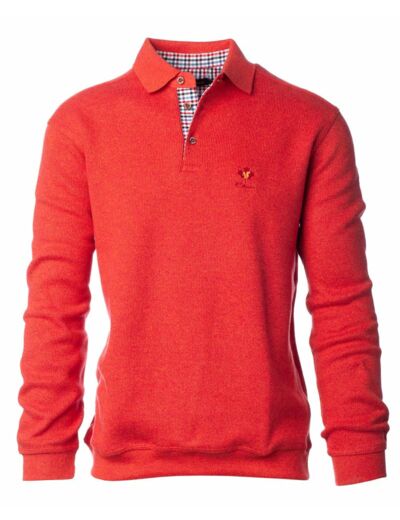 Polo manches longues Ethnic Blue rouge coton