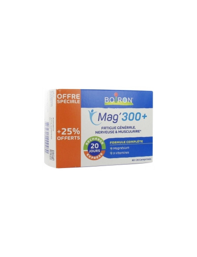 Mag'300' plus, fatigue générale, nerveuse et musculaire, 80 + 20 comprimés, boiron