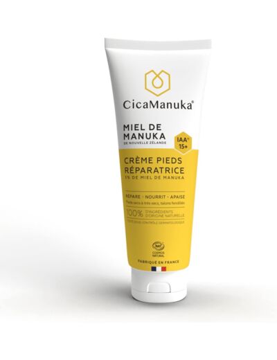 CicaManuka - Crème pieds réparatrice au miel de Manuka IAA15+ Répare les talons abîmés secs Certifié Cosmos Natural 75ml Unique