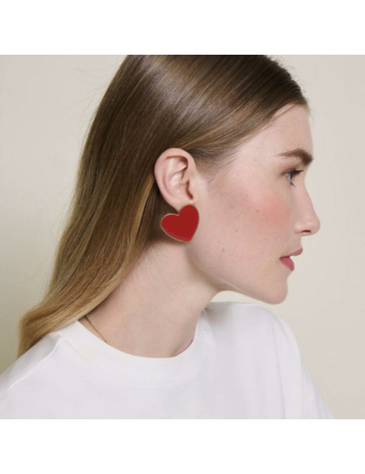 BO BIG LOVE GRAND COEUR ROUGE - dorées à l'or fin 24 carats - EMOI EMOI