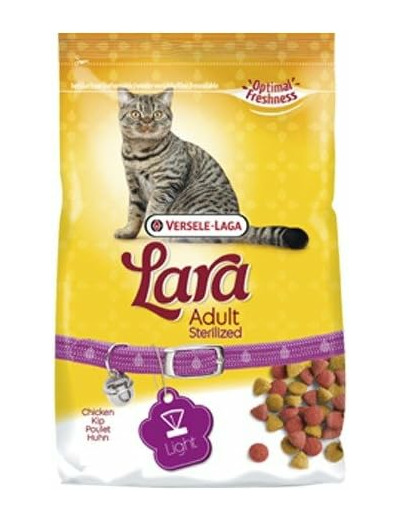 Lara Adult Sterilized with Chicken 2kg - Croquettes délicieuses au Poulet - Chats stérilisés/châtrés 2 kg (Lot de 1)