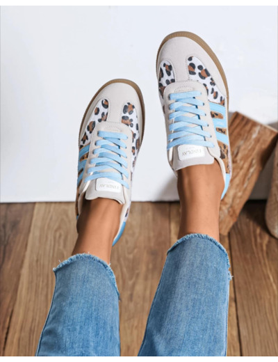 baskets turquoise léopard