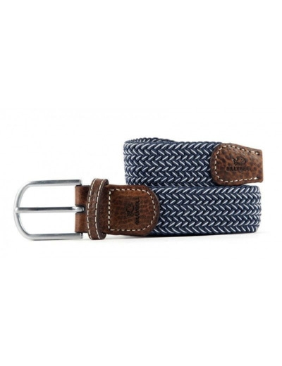 Ceinture tressée Billybelt bleue et blanche en cuir