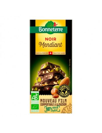 BONNETERRE CHOCOLAT NOIR MENDIANT 100G Abc bio Marly