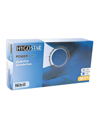 Gants Nitrile Bleu Non Poudrés HYGOSTAR Power Grip