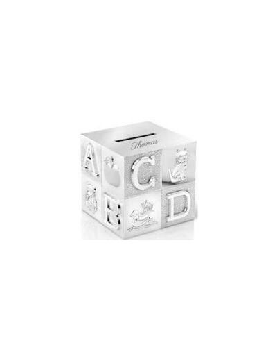 Tirelire cube en métal argenté