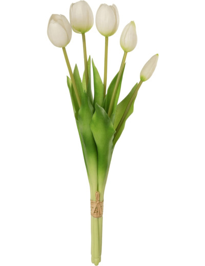 J-Line Bouquet Tulipes 5Pieces Pu Blanc Medium