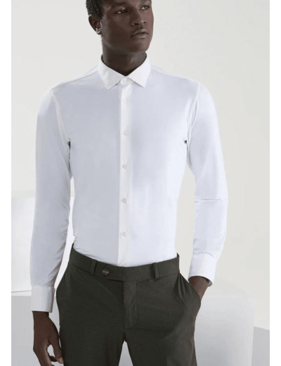 Chemise unie RRD ajustée blanche en coton stretch